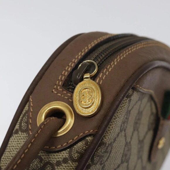 GUCCI GG Supreme Web Sherry Line Shoulder Bag PVC Beige Auth - Picture 11 of 16
